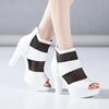 8cm 10cm Small Size 32-43 Mesh Leather Shoes Platform Sandals 2025 Summer Block High Heels Gladiator Sandals Office Model