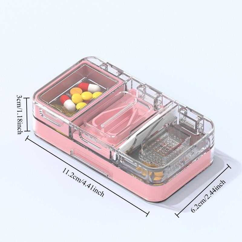 1PCS Pill Organizer with Cutter Crusher,Travel Medicine Pill Organizer for Pocket Purse To Hold Vitamins Medication Supplements