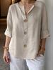Plus Size Women Solid Color Front Button Shirt, Spring Casual Loose Daily Blouse Top