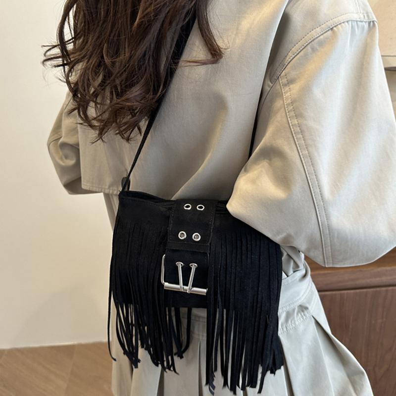 Modna Torba na Ramię z Frędzlami Niszowa Wszechstronna Retro Torba Crossbody Mała Kwadratowa Torba Prezent Urodzinowy Torba na Ramię Wysokiej Jakości Torba KTB