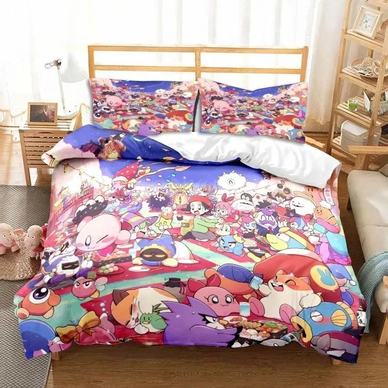 3D Printed Kawaii Cartoon Kirbys Bedding Collection Single Twin Full Queen King Size Bed Collection Adult Kid Bedroom Bedding Gift