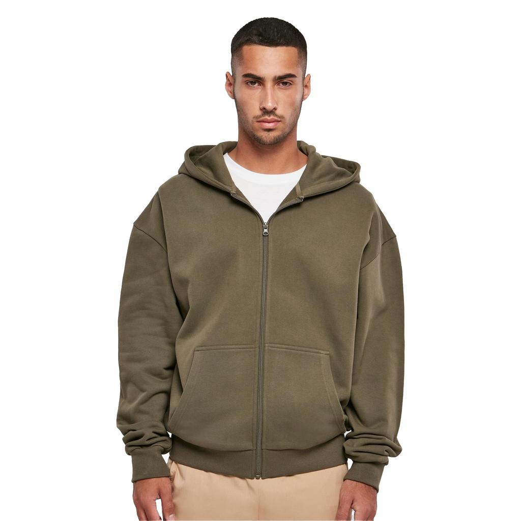 Build Your Brand Męska bluza z kapturem na zamek błyskawiczny w stylu vintage o dużej gramaturze