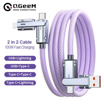 Yeni 100W 2'si 2 arada örgü PD Hızlı USB Kablosu Huawei/Honor için Geri Çekilebilir Taşınabilir 4'ü 1 arada Mikro USB Tip C Şarj Kablosu iPhone Samsung için