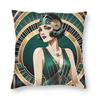 Art Deco Jazz Age Socialite Square Pillowcase Polyester Linen Velvet Creative Zip Decorative Home Cushion Cover