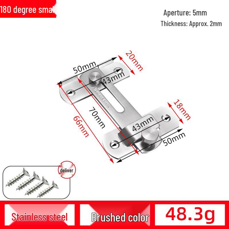 90° Anti-Theft Bathroom Sliding Door Latch Clasp with Old-Fashioned Hinge Bolt
