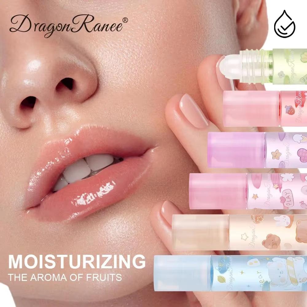 6Pcs Fresh Fruit Roll-On Lip Balm Moisturizing Clear Transparent Lip Oil Long Lasting Hydrating Lip Gloss Woman Makeup Cosmetics