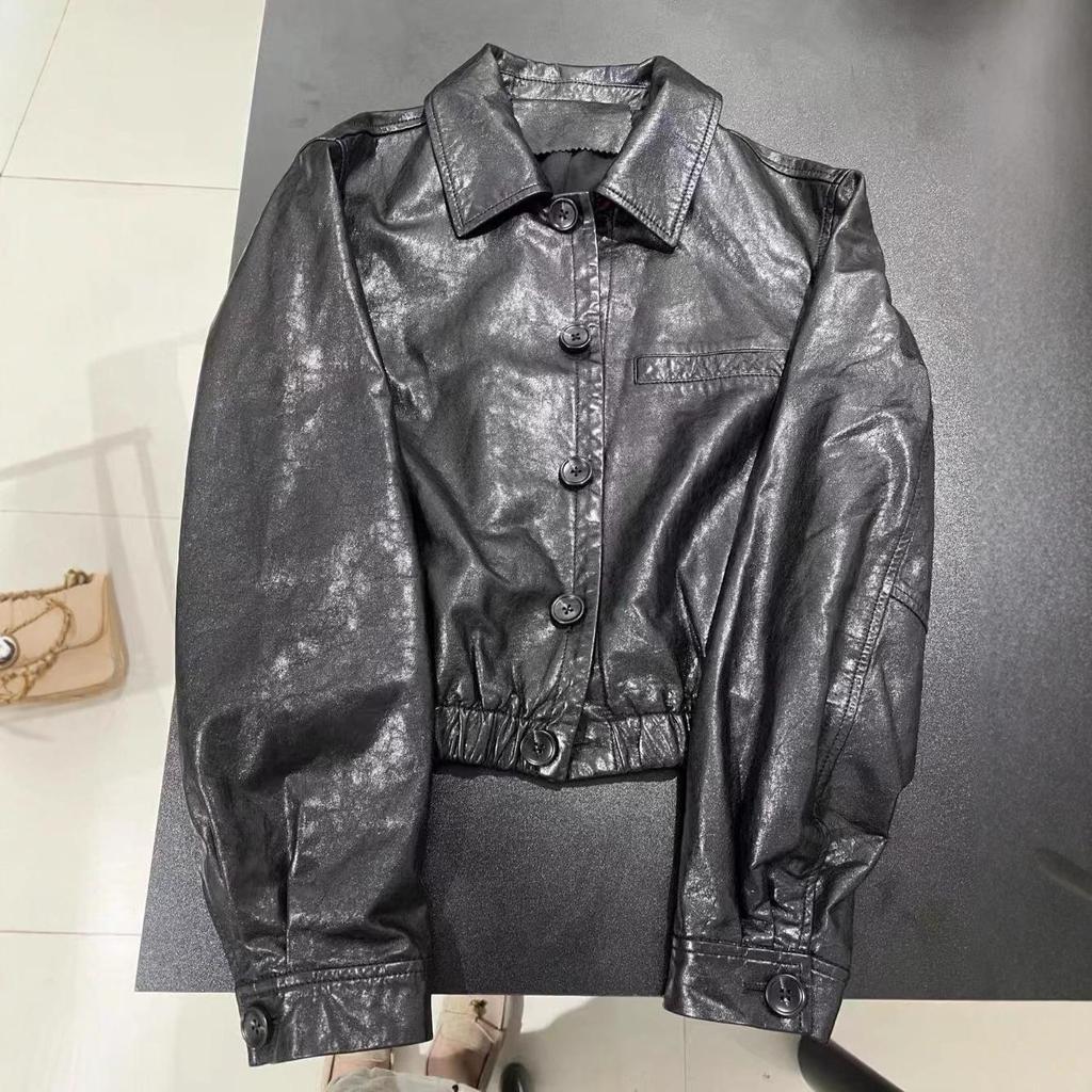 Giacca da Motociclista Corta in Vera Pelle da Donna Petite Autunno/Inverno - Strato Superiore Pelle di Pecora