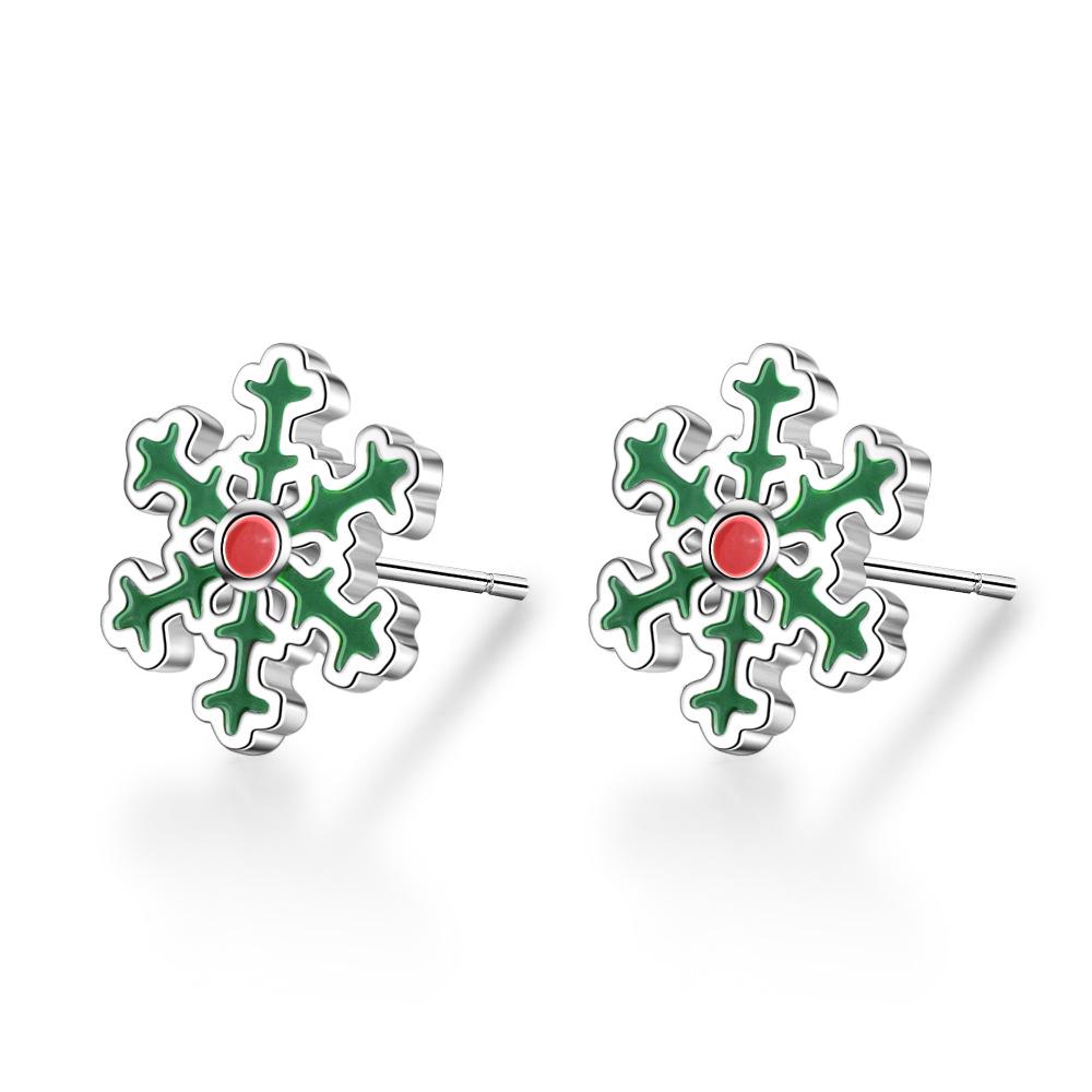 Furry Autumn & Winter Snowflake Bell Stud Earrings for Women - Christmas Jewelry Collection