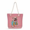 Dicke Seil-Einkaufstasche mit Hundemotiv, ein Schultergurt, Strandtasche 7249
