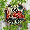 Hisun Tin Sign Vintage Route  Sign Circular Metal Tin Plaque for Man Cave Garage or Gifts