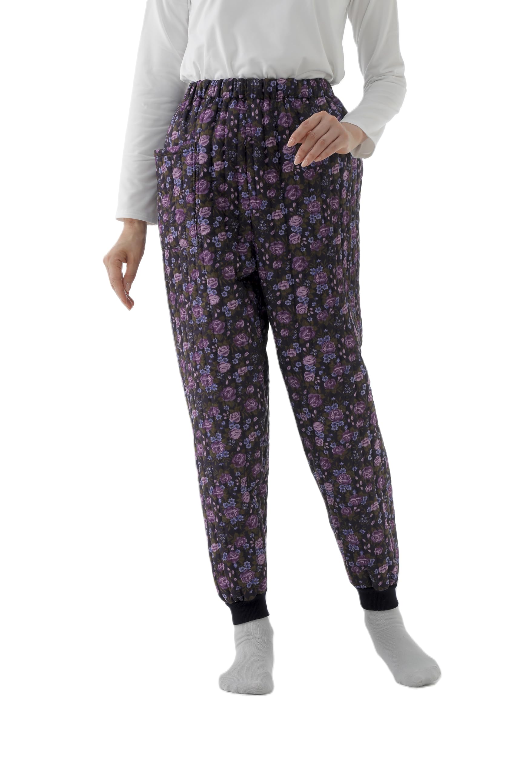 

[Little Island] Women s Floral Quilted Monpe (4L/Rose)