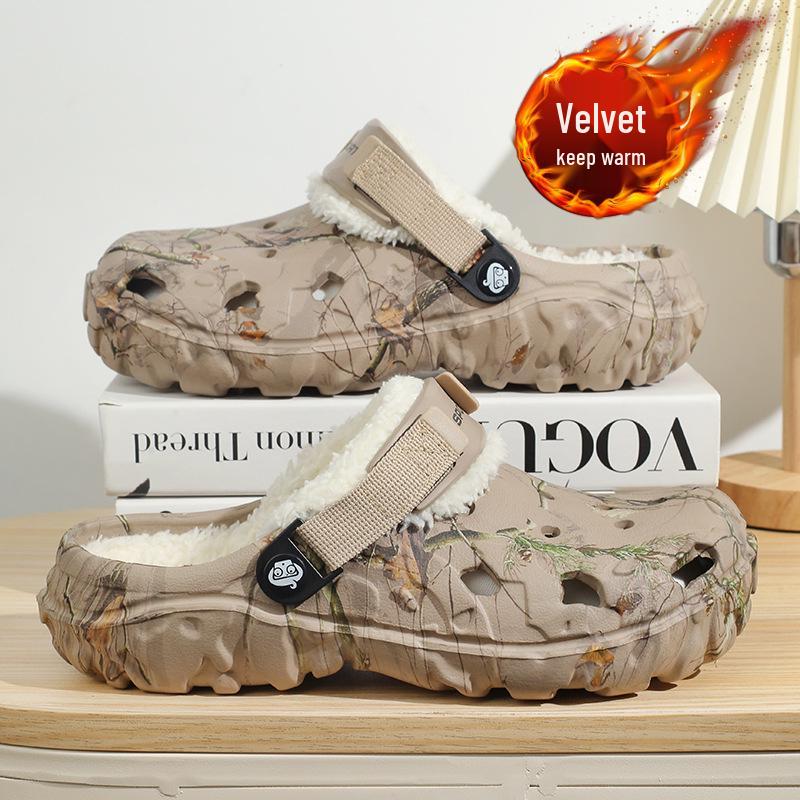 Herren Winter 2025 Samtgefütterte Baumwollpantoffeln mit dicker Sohle