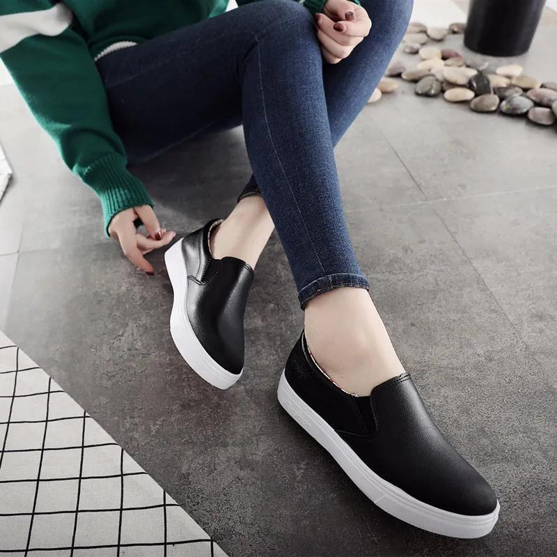 Zapatos De Mujer Women Cute Black Spring Slip On Leather Shoes Lady Classic Comfort Summer Nurse Hotel Work Loafers Ab545
