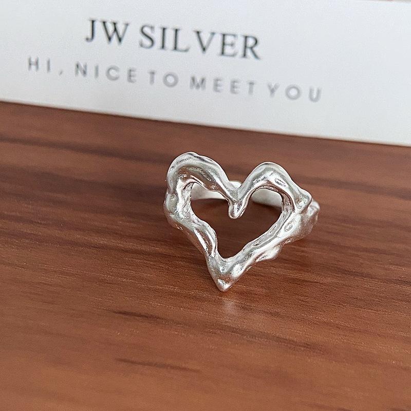 Irregular Heart Eyecatching Ring For Women Trendy Copper Fashion Jewelry For Autumn 2024