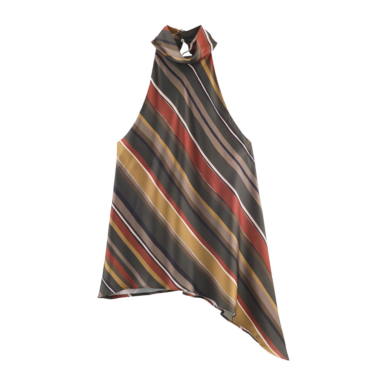 Полосатый асимметричный топ осенней моды 2025 Extra Small