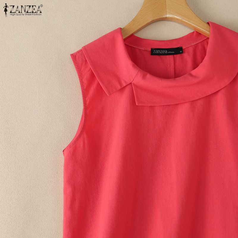 ZANZEA Women Casual Round Neck Solid Color Sleeveless Ves Tops