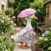 Decorative Lawn Goose Clothes Rose Pattern Goose Holiday Outfit Goose Statue Costume Celebration