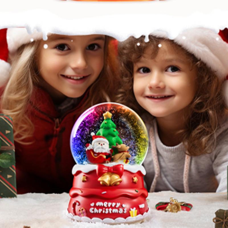 Christmas Snow Globe With 7 Color Lights Rotating Music Box Crystal Magic Ball Drifting Snow Santa Claus Gift Decoration
