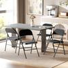 Linen-Look Set of Four Cushioned Folding Chairs - Black