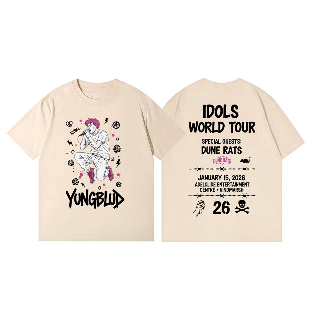 Singer Yungblud Idols World Tour 2026 Tshirt Men Women High Quality Fashion Oversized T Shirts Summer Casual Cotton Tshirts