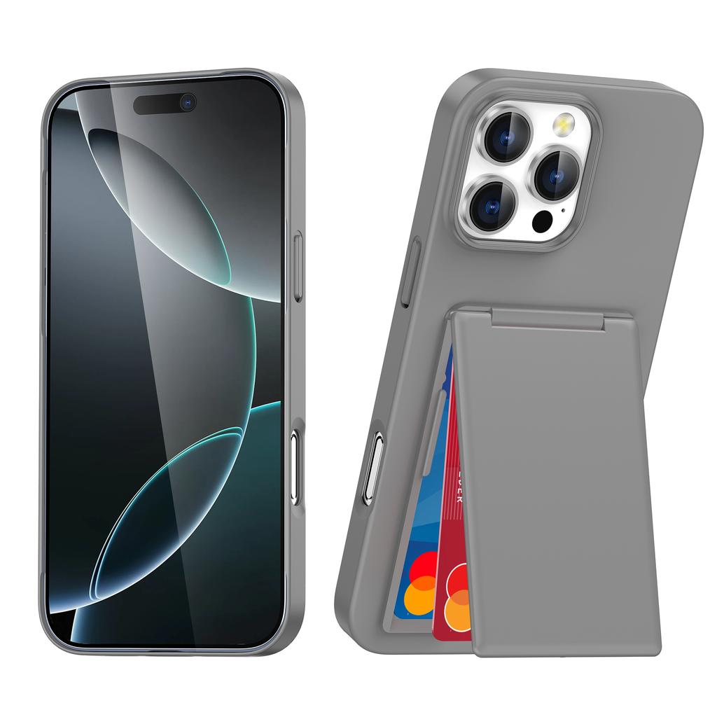 New Built-in Kickstand Card Pocket Case for iPhone 16 15 14 Plus 11 13 12 Pro Max Plain Breathable translation Cover Fit light