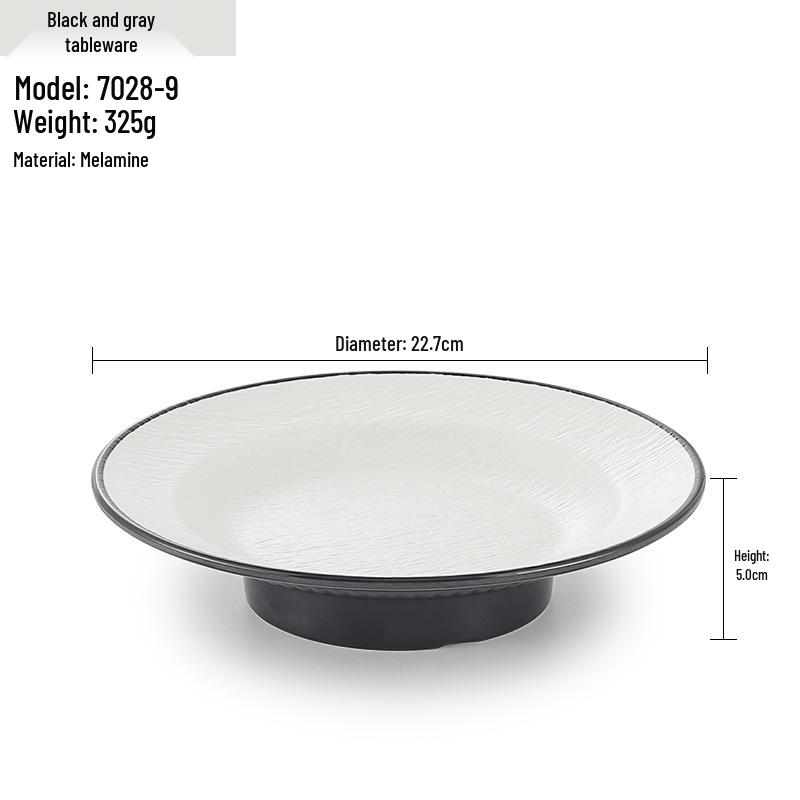 Melamine Straw Hat High-Footed Deep Plate for Pasta, Cold Dishes, and Mixed Noodles - Restaurant Tableware