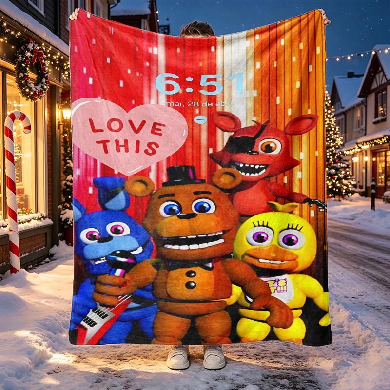Five Nights At Freddy's Pattern Blanket for Home Decoration, Bed, Sofa, Car Travel, Camping, Suitable for All Seasons, Birthday Christmas Gift
