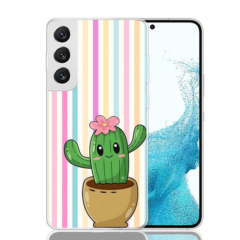 Cartoon Plant Cactus Phone Case For Samsung Galaxy S26 Ultra S23 S24 S25 Edge S20 FE S21 S22 Plus Soft Print Shell Cover Fundas
