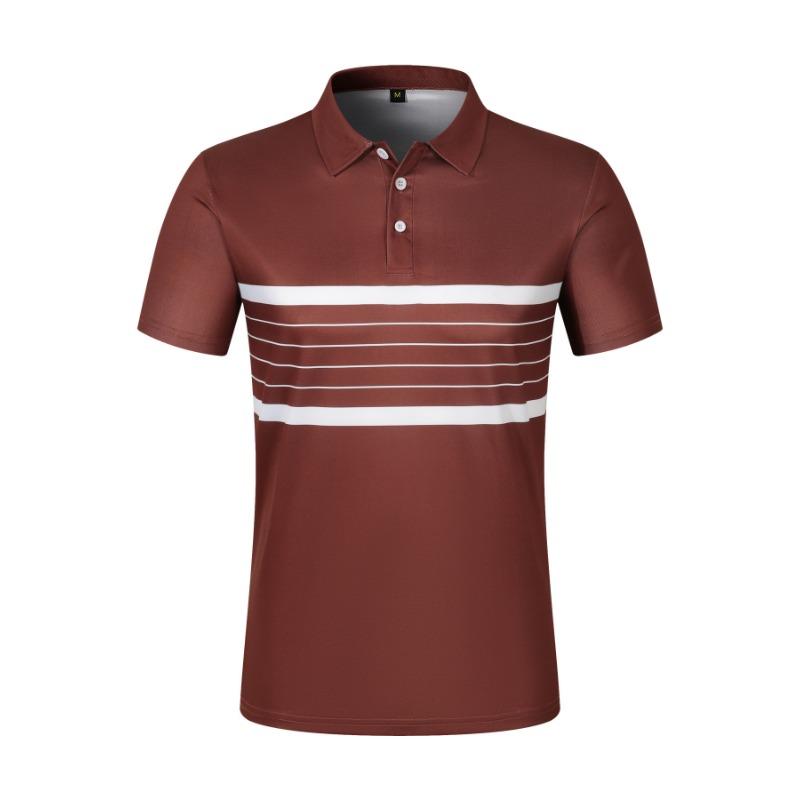 Mens Casual Short Sleeve Striped Polo Shirt Summer Style