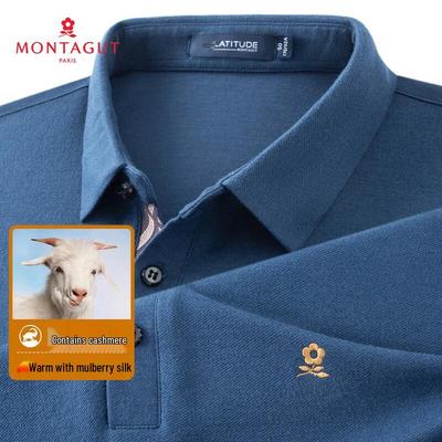 MONTAGUT Herren Langarm-Poloshirt aus Kaschmir-Seidenmischung