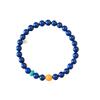 Cyan Blue Lapis Lazuli & Amber Beaded Bracelet