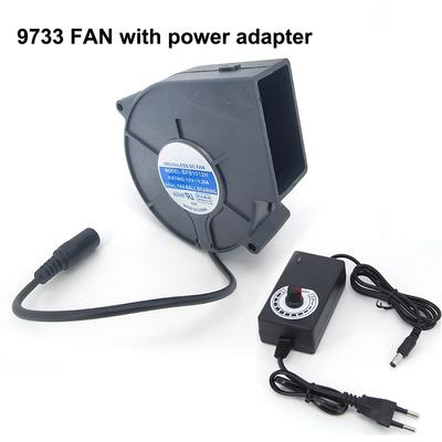 12V 9733 βούρτσιστος turbo ανεμιστήρας φυσητήρα με τροφοδοτικό ΕΕ 3-12V Ελεγκτή Ταχύτητας Ανεμιστήρας Μπάρμπεκιου Αέρας Πικνίκ Γκριλ Ξυλόσομπα Μαγείρεμα