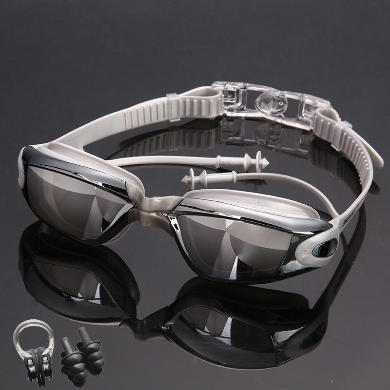 

SBART High-Definition Flat Swimming Goggles with Large Electroplated Lenses & Earplugs - Waterproof & Anti-Fog, Unisex. Flat Lens