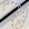 Happy Dopamine Colored Quartz Rock Artificial Crystal Pearl Clavicle Chain Necklace