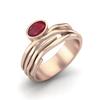 6X4MM  Oval Shape Ruby Wide 925 Sterling Silver Rose Vermeil Bridesmaid Women Wedding Ring