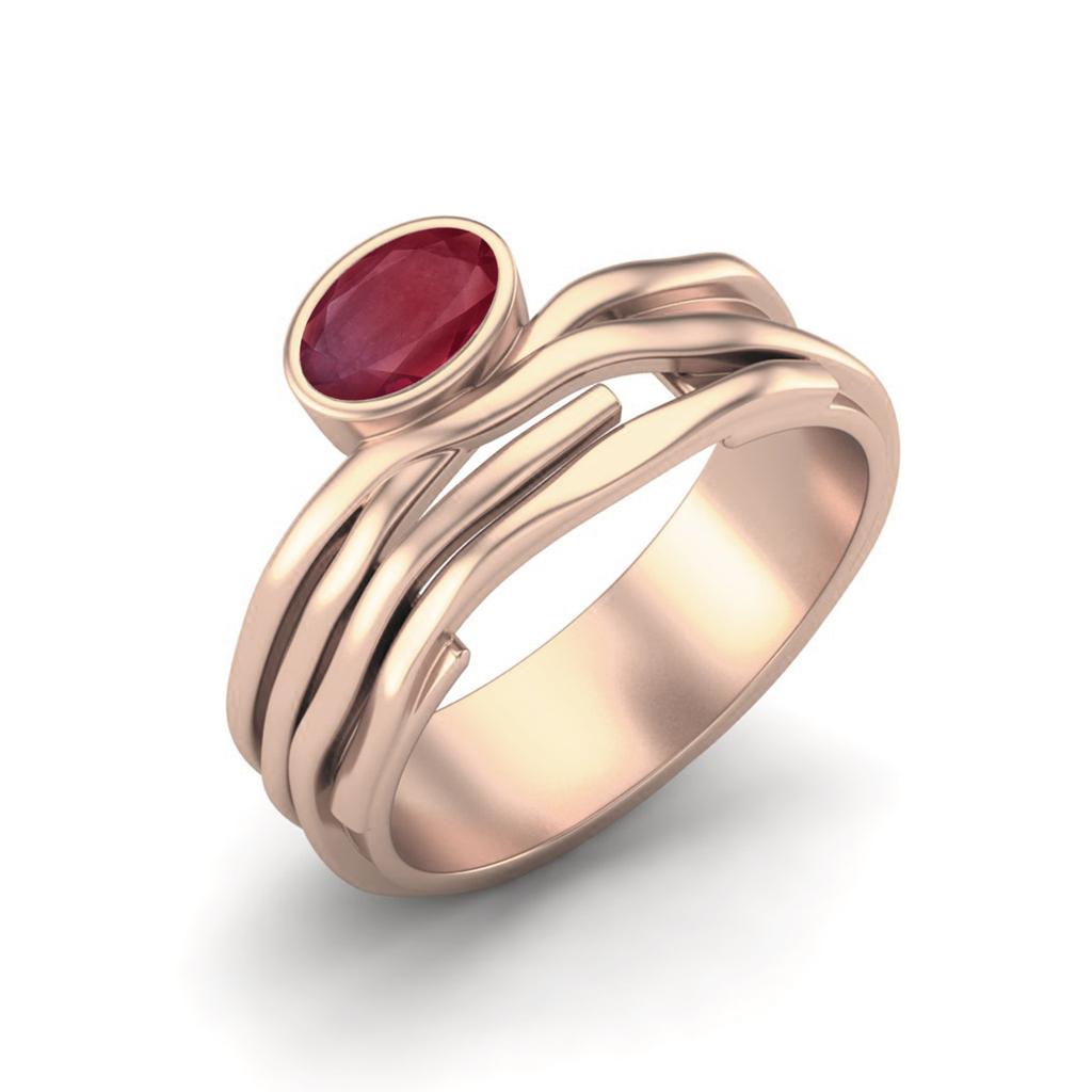 6X4MM Oval Shape Ruby Wide 925 Sterling Silver Rose Vermeil Bridesmaid Women Wedding Ring