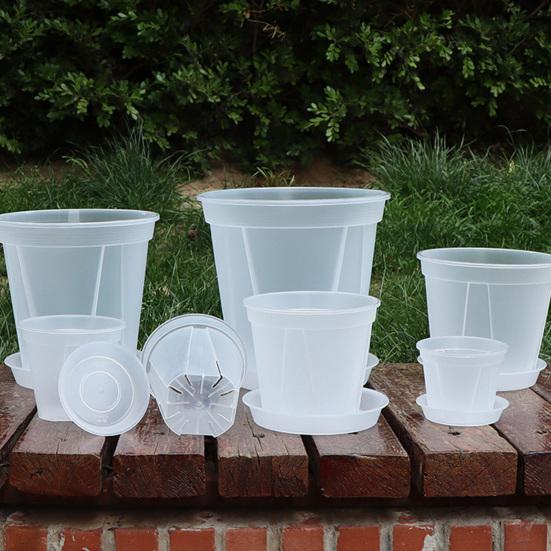 Breathable Flower Pot Transparent PP Planter for Orchids Caladiums Self-Watering Aerating Sun Resistant Flowerpot for Home Garden