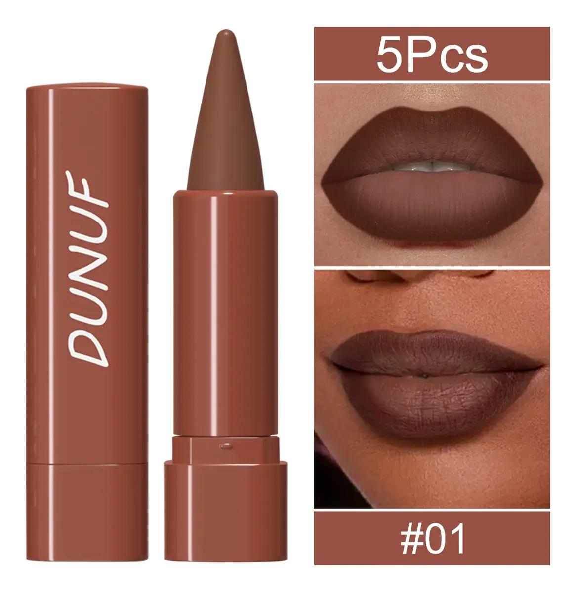 Dunuf 5 Pcs Moisturizing Matte Lipsticks Easy to Apply
