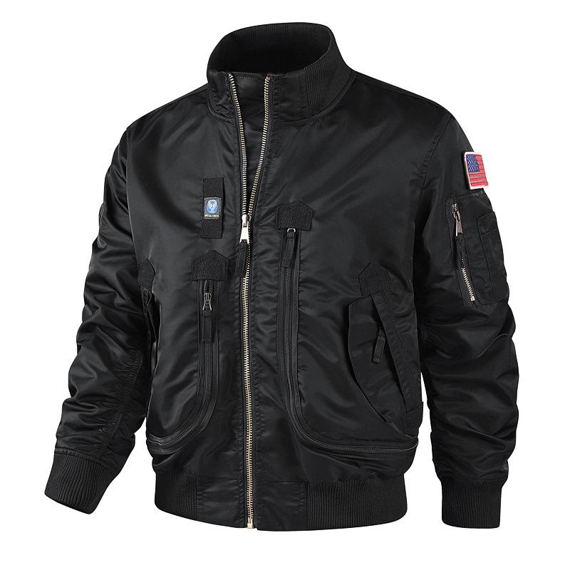 Heren pilotenjack, motorjack, kleding met meerdere zakken, warm, waterdicht, winddicht, baseballkleding