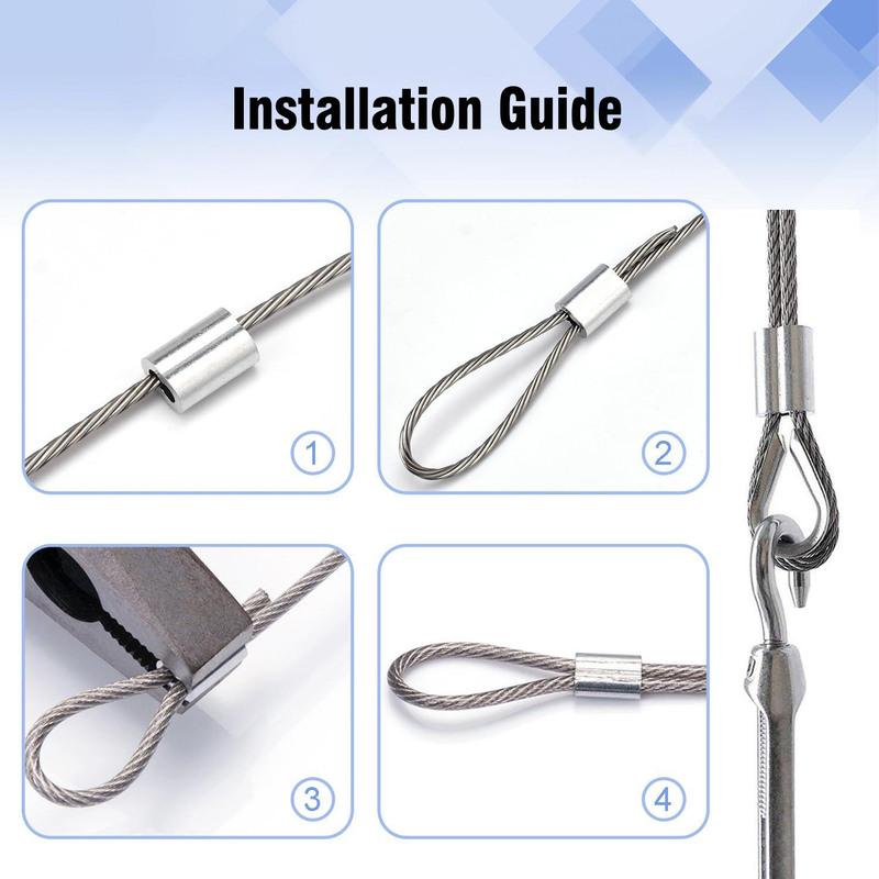 Aluminum Crimping Loop Sleeve Double Cable Ferrules Fit for Wire Ropes Rigging Fence Net Clotheslines Dog Chains Accessories