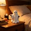 Halloween Party Props Cute White Ghost Resin Figurine, Miniature Figurine Decoration, Matte Room Decor Finish Tabletop Statue for Home Shelf Mini