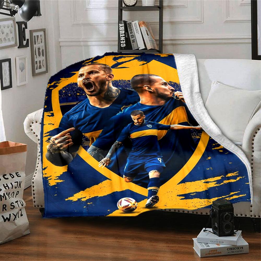 Boca Juniors Player Collage Print Fleece Blanket Soccer Fan Soft Warm Throw Blanket for Sofa Couch Bedroom Home Decor Gift