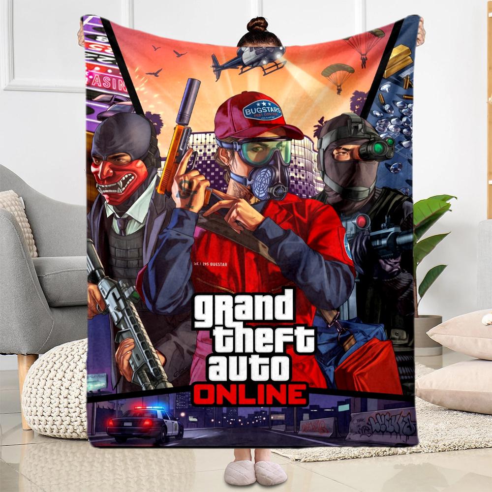 Grand Theft Auto Gta Vi Game Art Blanket Comfortable Perfect For Seaside Bed Couch For All Occasions Playful Design Ideal Gift For Birthday Valentine'