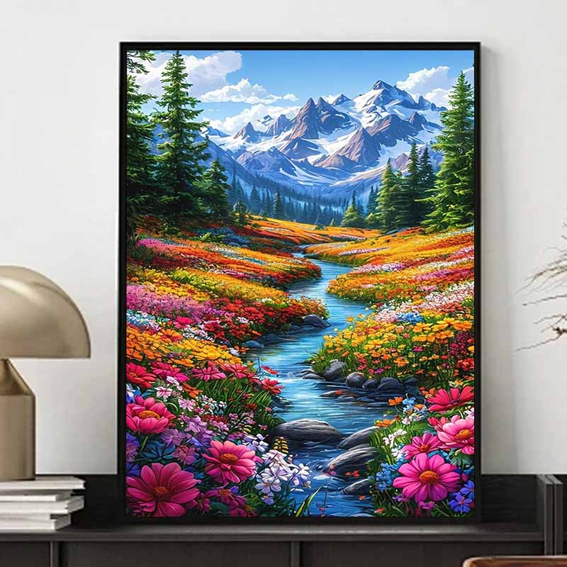 

New 5D DIY Full Circle Diamond Painting Hand Painted Mountains, Seas and Streams Embroidery Cross Stitch Home Decor Gift 20x30cm