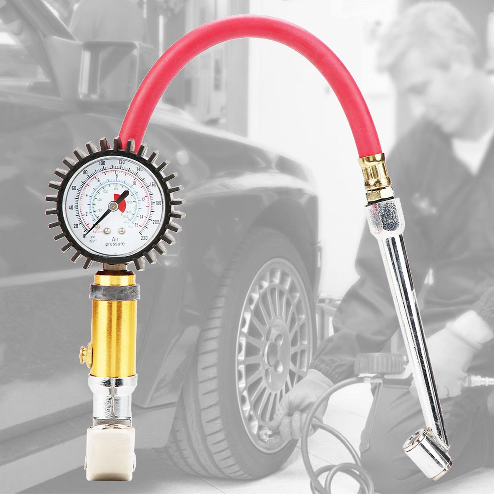 

14 Trunk Motorcycle Tire Tyre Pressure Dial Gauge Air Inflation Inflator Pump Gun