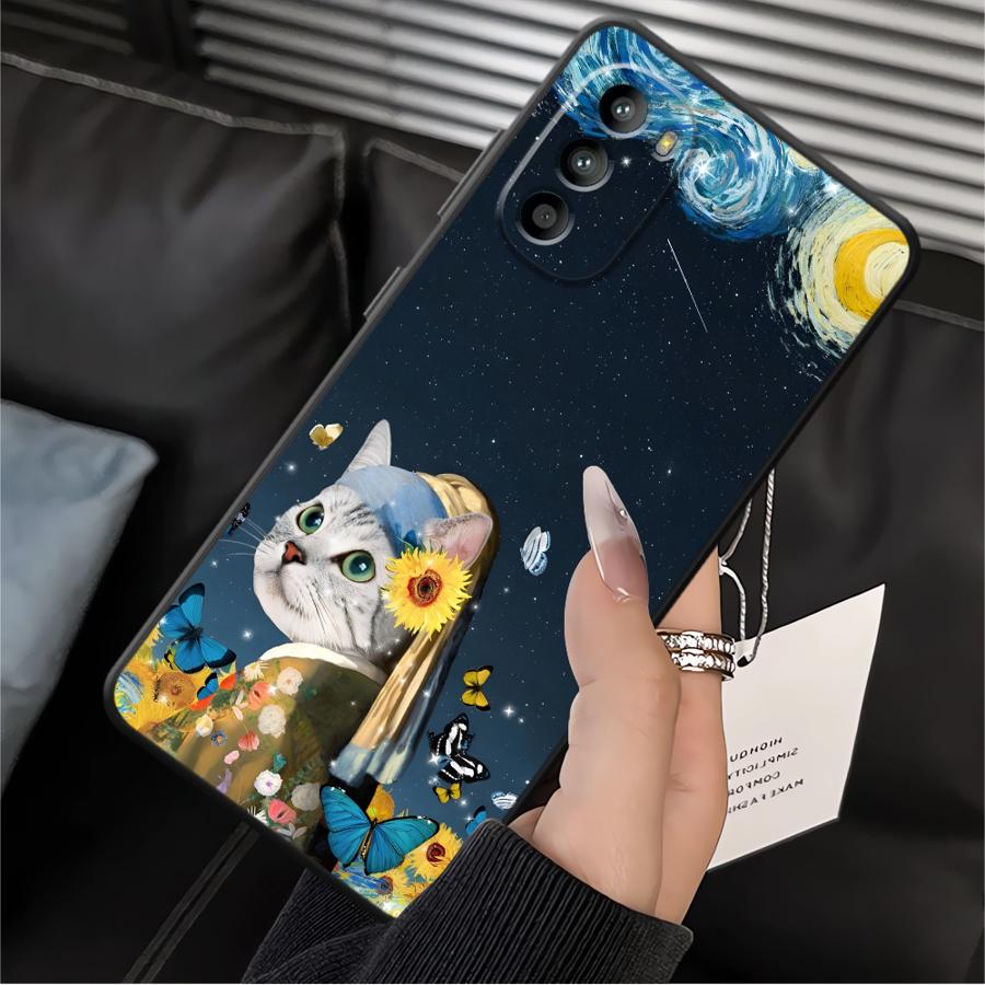 Phone Cover Case for Motorola Moto G22 Edge40 G50 G32 G52 G53 G30 G60s Edge 20 Pro 30 Lite G71 G51 G73 Cute Cartoon Cat