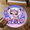 1PC Deer Flowers Fantasy Round Chair mat Area Rug - Non-Slip, Floor Mat for Office, Bedroom, home decor Christmas Gift c0528020
