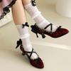 Fashion Victoria Retro Gothic Harajuku Style Women's Shoes with Bow Glasses and Witch Cosplay High Heel