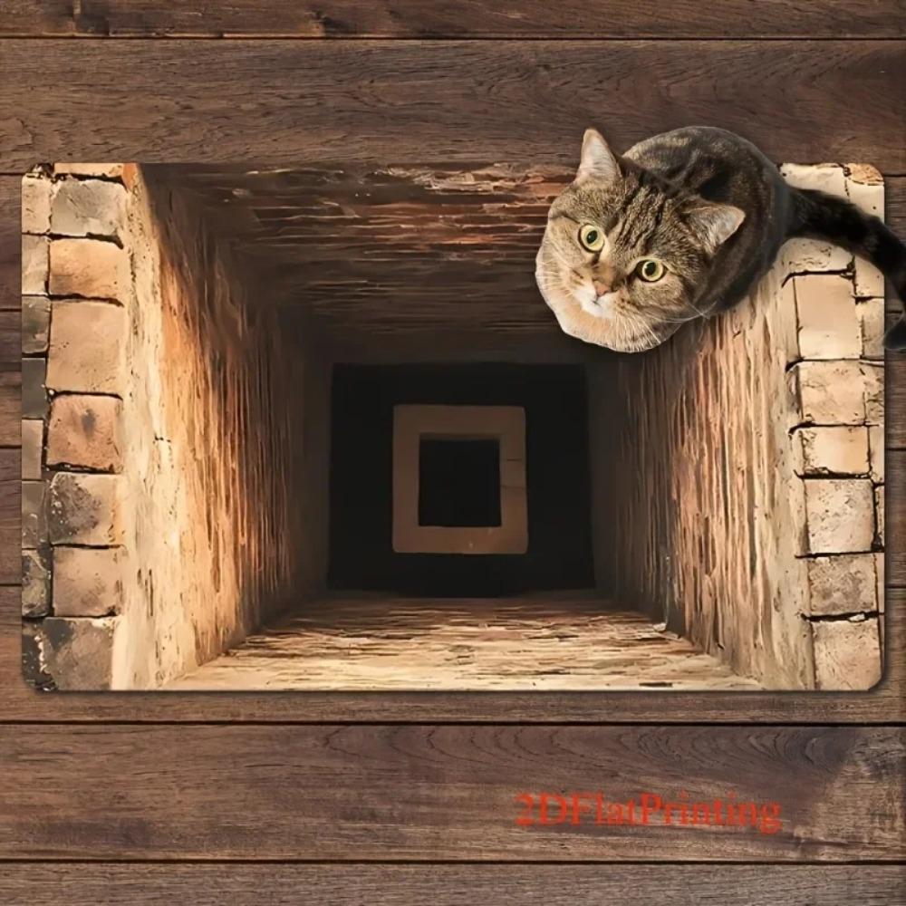 Mystery Staircase 3D Optische Täuschung Fußmatte Flach Rutschfest und Leicht zu Reinigen Perfekt für Haustür Schlafzimmer Badezimmertür Matte