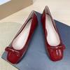 Fashion Flat Shoes Women's 2025 Spring and Autumn New Shallow Square Bow Large Size Women's Shoes 42 43 44 Ladies Shoes Loafers Women
